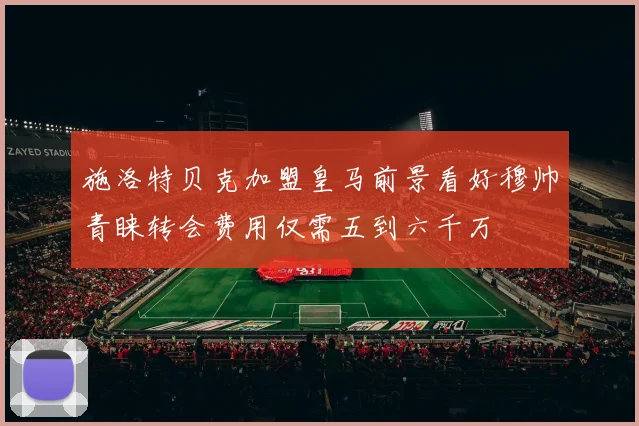 施洛特贝克加盟皇马前景看好穆帅青睐转会费用仅需五到六千万